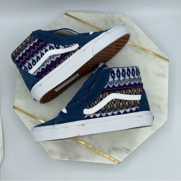 Vans Women’s Sk8 Hi Fair Isle Blue/ true White Size 7 - Picture 1 of 8